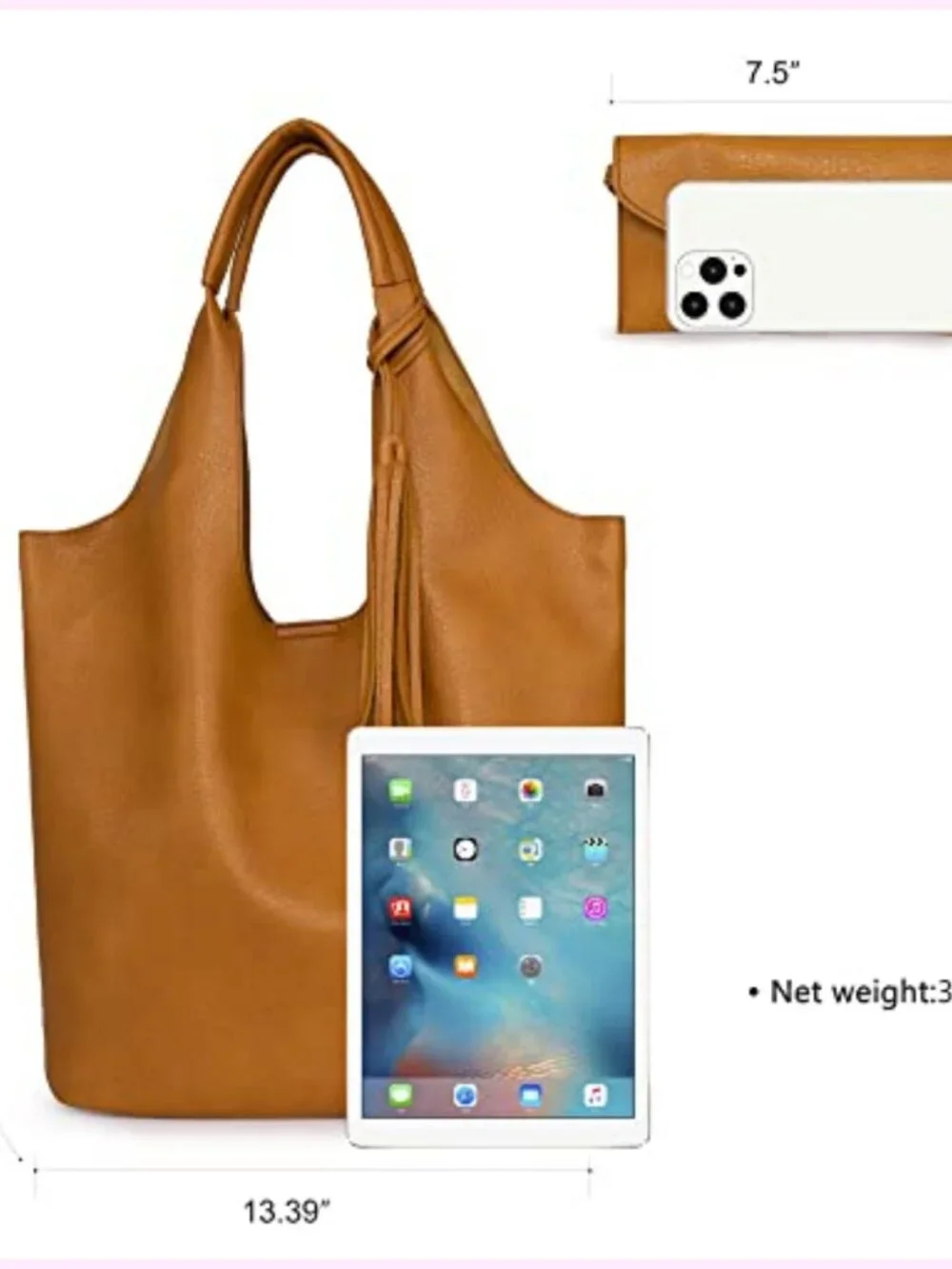 Slouchy Hobo Bag with Tassel Detailing and Matching Wallet